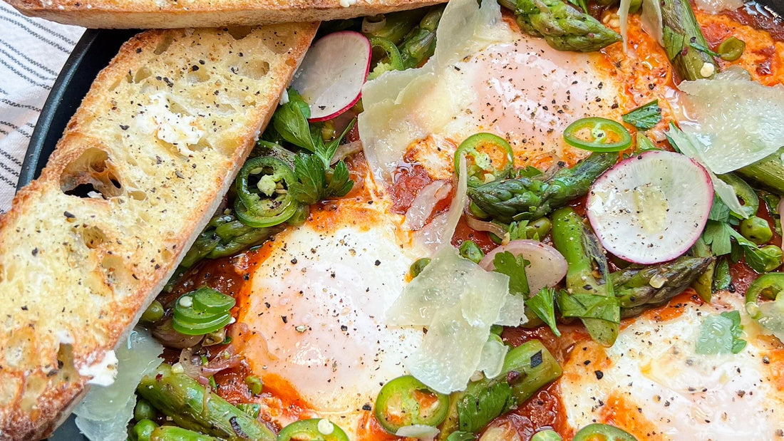 Spring Pea Shakshuka