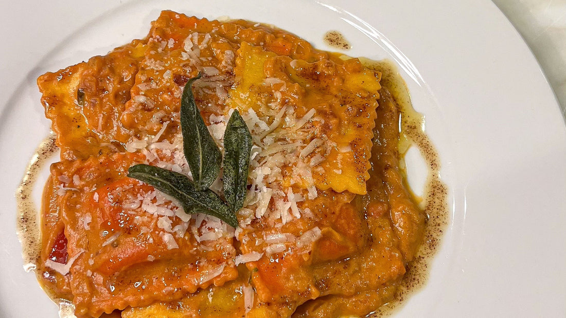 Pumpkin Ravioli with Browned Butter and Crispy Sage